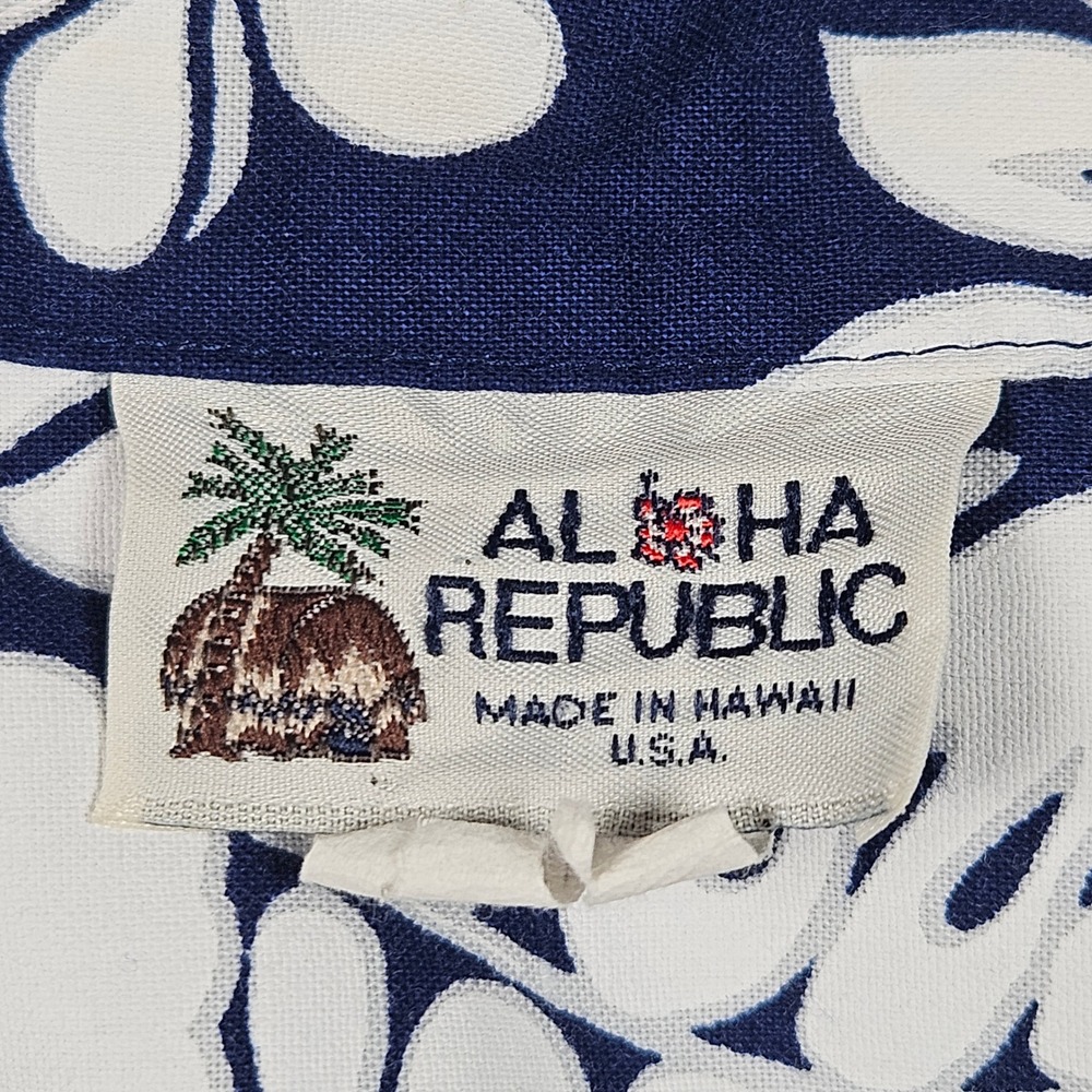 Vintage Aloha Republic Hawaiian Shirt‎ Mens 4XL Blue Floral Hibiscus Made In USA - Picture 4 of 12